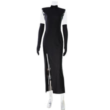 Load image into Gallery viewer, Sleeveless Elegant Women Red Carpet Cocktail Dress Sleeveless Solid Color High Slit Slim Fit Maxi Dress with Gloves