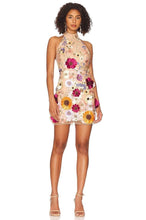 Load image into Gallery viewer, Women Embroidered Three Dimensional Floral Halter Slim Dress Small Dress