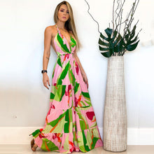 Load image into Gallery viewer, Spring Summer Women Clothing Deep V Plunge neck Backless Dress Bohemian Floral Strap Dress Women