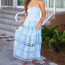 Load image into Gallery viewer, Casual Maxi Dress Spring High Sense Embroidery Hollow Out Cutout out Tube Top Dress Women Clothing