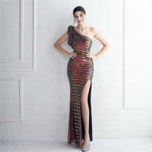 Load image into Gallery viewer, Craft Sequined Toast Clothing Long One Shoulder Appreciation Dinner Slim Fit Fishtail Wedding Socialite