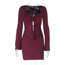 Load image into Gallery viewer, Autumn Winter Pockets Metal Ring Long Sleeve Narrow Dress