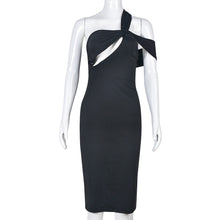 Load image into Gallery viewer, Spring Summer Sheath Dress Solid Color Sexy Cutout Diagonal Collar Elegant Dress