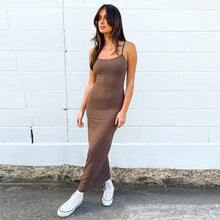 Load image into Gallery viewer, Summer Women Dress Solid Color Dress Comfort Casual Strap Dress