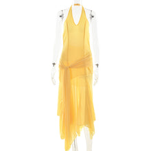 Load image into Gallery viewer, Summer Halter Chiffon See through Dress Sexy Deep V Plunge Ribbon Dress
