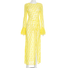 Load image into Gallery viewer, Women Clothing Autumn Sexy Lace Flared Sleeve Slit Dress