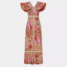 Load image into Gallery viewer, V neck Flounce Slit Positioning Floral Backless Dress