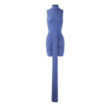 Load image into Gallery viewer, Women Clothing Trendy Turtleneck Sleeveless Slim Fit Pleated Ribbon Dress Source