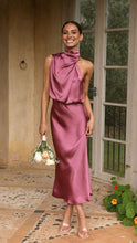 Load image into Gallery viewer, Summer Mature Elegant Women Clothing Sleeveless Halter Solid Color Satin Dress