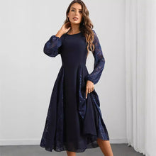 Load image into Gallery viewer, Sexy Long Sleeve Chiffon Stitching Lace Dress Women Clothing Evening Dress