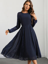 Load image into Gallery viewer, Sexy Long Sleeve Chiffon Stitching Lace Dress Women Clothing Evening Dress