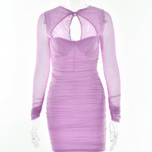 Load image into Gallery viewer, Summer Hollow Out Cutout Low Cut Dress Women Sexy Sexy Sheer Long Sleeve Skinny Hip Dress
