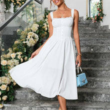 Load image into Gallery viewer, Arrival Lace Strap Dress Sexy Long Lace up Fastener Decoration A line Dress