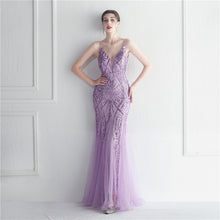 Load image into Gallery viewer, Popular Mesh Beads Sequined Dress Long Evening Dress Star Event Exhibition Stage