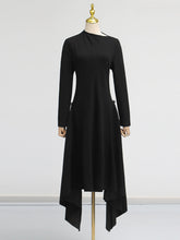 Load image into Gallery viewer, Simple Solid Color Dress Spring High Grade Waist Slimming Irregular Asymmetric Dress Women
