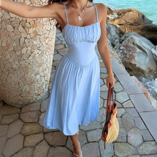 Load image into Gallery viewer, Spaghetti Straps Sleeveless Vacation Fitted Waist Backless Dress Women