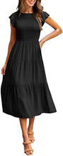 Load image into Gallery viewer, Women Clothing Popular Pinfei Flounced Sleeve Pleating Layered Short Sleeve Large Swing Dress