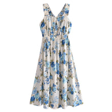 Load image into Gallery viewer, Vacation Summer Cross Backless Rayon Printing Slip Dress