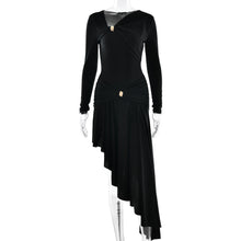 Load image into Gallery viewer, Autumn Winter Graceful Fashionable Women Slim Dress Sexy Pleated Irregular Asymmetric Maxi Dress