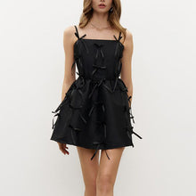 Load image into Gallery viewer, Sexy Backless off Neck Sleeveless Suspender Stitching Design Bow A line Dress Women