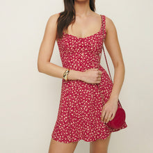 Load image into Gallery viewer, Summer Women Printing Slip Dress Square Collar Backless Fresh Sweet Floral A Line Dress