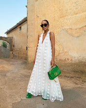 Load image into Gallery viewer, V Neck Halter Large Swing Ribbon Dress