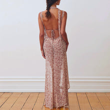 Load image into Gallery viewer, Summer Women Strap Floral Sexy Backless High Split Tied Dress Women