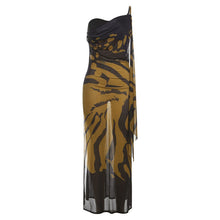 Load image into Gallery viewer, Summer Women Clothing Retro Sexy Mesh Slim Fit Backless Slit Printing Dress