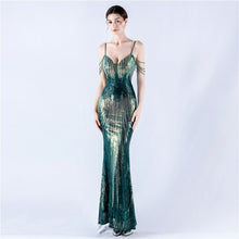 Load image into Gallery viewer, Dress Positioning Floral Sequin Craft Beaded Strap Evening Dress