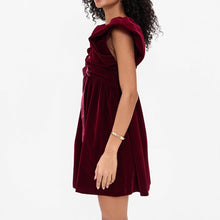 Load image into Gallery viewer, Autumn Winter V neck Bow Pleuche Party Women Dress