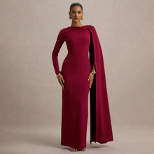 Load image into Gallery viewer, Women Wear One Shoulder Ribbon Evening Dress Long Sleeve Sexy Sheath Dress