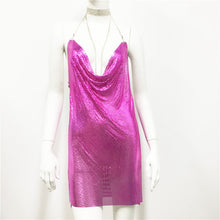 Load image into Gallery viewer, Metallic Coated Fabric Women Clothing Metal Sequ Dress Sexy Sweet Spicy Dress Rhinestone Cami Dress Women