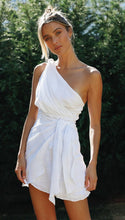 Load image into Gallery viewer, Women Clothing Solid Color Shoulder Belt Irregular Asymmetric Hem Dress