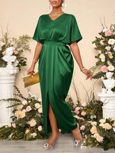 Load image into Gallery viewer, Women Clothing Early Autumn Satin Dress Ball Gown Satin Waist Tight Maxi Dress