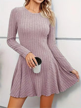 Load image into Gallery viewer, Elegant Knitted V neck Long Sleeve Dress Short Dress Large Swing Dress Women Clothing