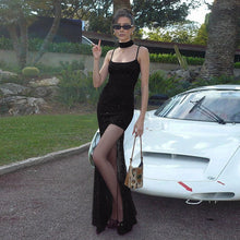 Load image into Gallery viewer, Arrival Solid Color Sexy Adult Lady like Woman See through Tulle Dress Side Slim Strap Ribbon Dress Women