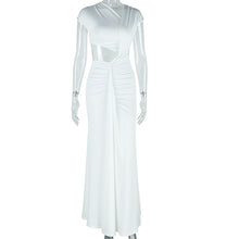Load image into Gallery viewer, Women Clothing Solid Color Dress Diagonal Collar Sleeveless Ribbon Fishtail Dress