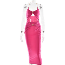 Load image into Gallery viewer, Summer Halter Cut out Dress Sexy Slim Solid Color Deep V Plunge Dress