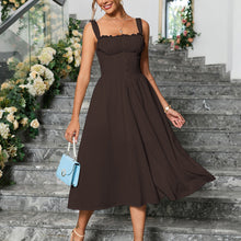 Load image into Gallery viewer, Arrival Lace Strap Dress Sexy Long Lace up Fastener Decoration A line Dress