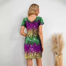 Load image into Gallery viewer, Gradient Color Sequ Dress Sexy V neck Backless Party Evening Dress