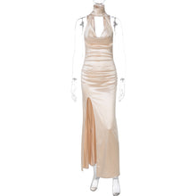 Load image into Gallery viewer, Best Seller in Women Sexy Deep V Plunge Halter Backless Ribbon Split Dress Women