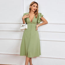 Load image into Gallery viewer, Spring Summer Women Clothing V neck Sexy Backless A line Midi Dress