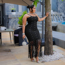 Load image into Gallery viewer, Sexy Sling Fringed Sheath Dress Women Bubble Beads
