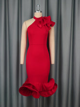 Load image into Gallery viewer, Elegant Half Turtleneck Ruffled Dress off Shoulder Ruffled Hem Cocktail Evening Dress