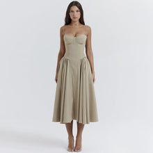 Load image into Gallery viewer, Sexy Dress Sexy Women Clothing Sexy V neck Strap Mid Length Dress Waist Tight Slim Backless Dress for Women