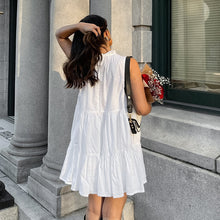 Load image into Gallery viewer, Spring Summer All Match White Elegant Dress round Neck Sexy Bow Lace up Elegant Loose Short Women Clothing