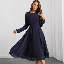 Load image into Gallery viewer, Sexy Long Sleeve Chiffon Stitching Lace Dress Women Clothing Evening Dress