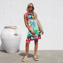 Load image into Gallery viewer, Dress Positioning Multicolor Printing Sleeveless Vest Dress