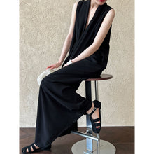 Load image into Gallery viewer, Elegant V neck Sleeveless Twisted Waist Dress Women Slimming Irregular Asymmetric High Grade Hong Kong Long Dress