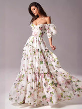 Load image into Gallery viewer, Spring Summer off the Shoulder Women Organza Fairy Long Elegant Evening Dress